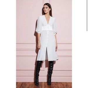 FLEUR DU MAL White Silk  Corset V-Neck Midi Dress US 4 NWT $595